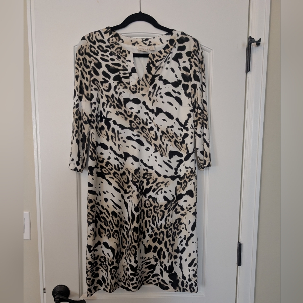 Chico's Black and Cream Animal Print Dress